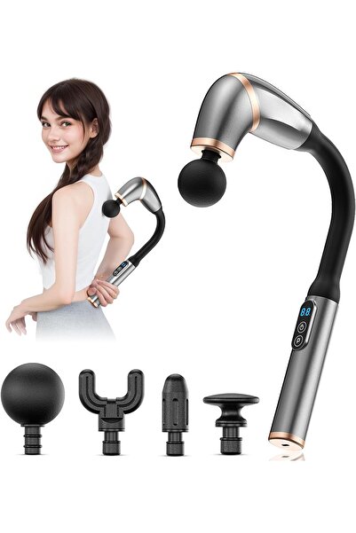 ROBEVE Profesyonel Şarjlı Masaj Tabancası - Derin Doku Masajı, 6 Hız Ayarlı, 4 Başlıklı Şarjı Masaj Aleti