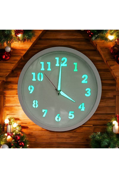 Bahat Ceas de Perete Alb Fosforescent Diametru 22 Cm Formă Tort Cu Geantă Pânză Cadou