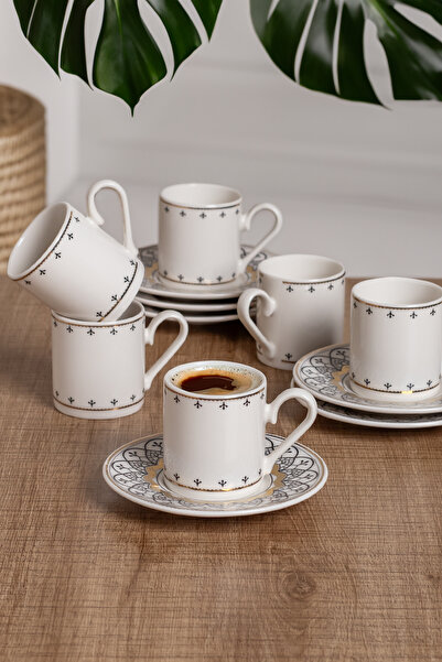 AEN PORSELEN KAYI KAHVE FİNCANI 6 KİŞİLİK 12 PARÇA