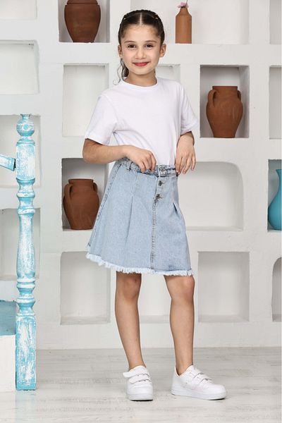 yns coolstar Sezon NOU BUTONE BUTONE fustă din denim cu ciucuri și pantaloni scurți Set 2 piese