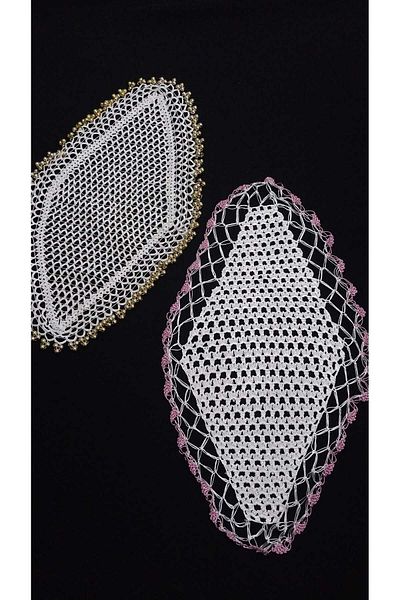 Papatyam Hand Knitted Crochet 1 Piece Napkin (32X18) 1 Piece (29X17) Lace Handcrafted Lace Set/Vintage/Flush Rope