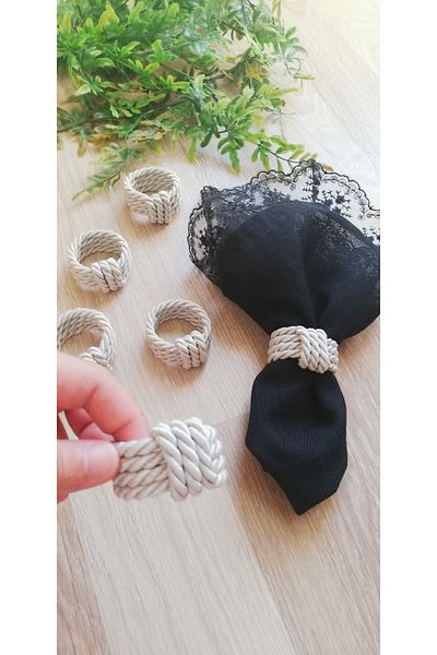 LİMOMİ Gray Cord 6-Piece Napkin Ring Ring