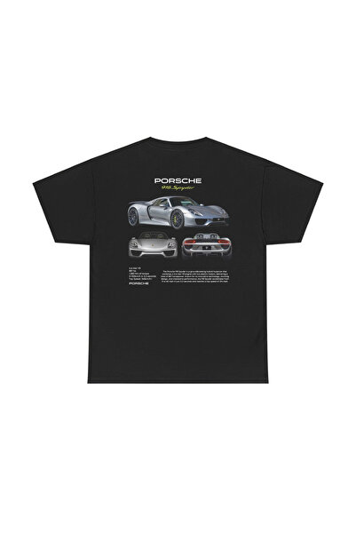 SVART WEAR Tricou Porsche 918 Spyder cu imprimeu supradimensionat Unisex Negru tricou