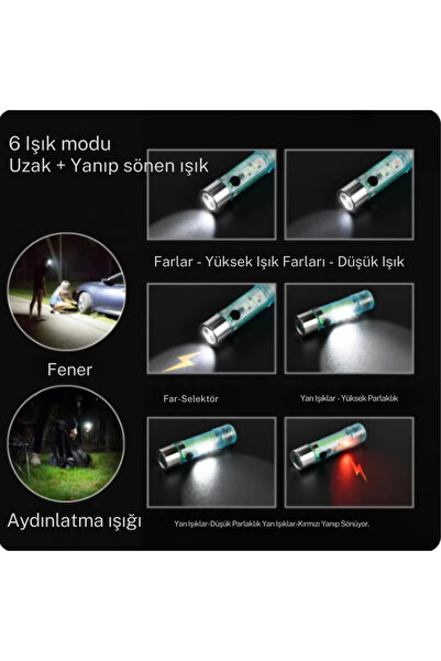 Genel Markalar 2500 lümen 7 farklı ışık şiddetine sahip kancalı flaşörlü ultra güçlü mini cep el feneri