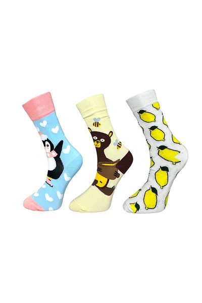 Mevo 3-Piece Unisex Flexible Moisturizing Cotton Colorful and Patterned Socks
