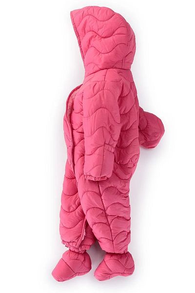 MDM Quilted Zippered Snap Inner Lining Furry Hooded Winter Baby Girl Astronaut Jumpsuit Cosmonaut Coat