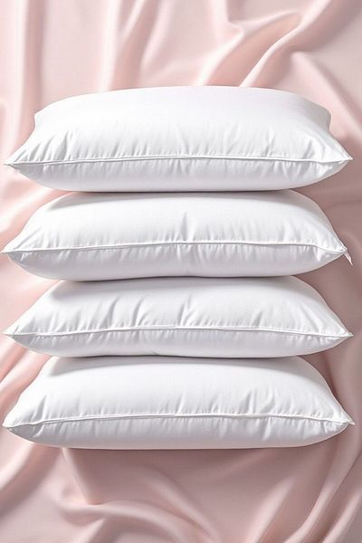 Evene Pillow Silicone Fiber 4 Pieces Antibacterial Filling Sleeping Pillow Cotton Stitched Case 900 gr