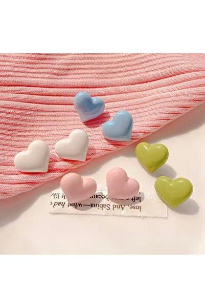 monalisatoka Kadın Pastel Tonlar Kalp Küpe Seti 4 Çift