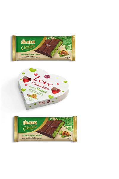 Ülker Elit Love Dubai Chocolate - 93 Gr and 105g (10.5 Gr X 10 Pcs)