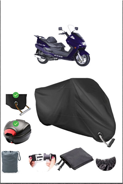 Breen أسود بيسان سانتانا 125 قفل خلفي متوافق مع القماش المشمع المقاوم للماء (دراجة نارية)