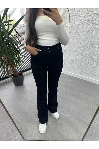 MELEK ARAZ Black Flared Jean Trousers