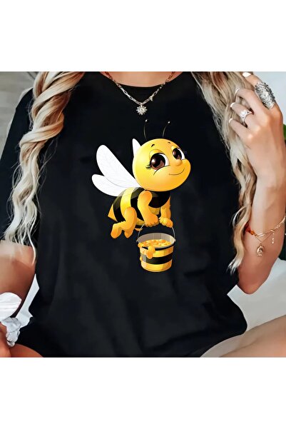 GALASHOP تي شيرت كاجوال للنساء مطبوع عليه نحلة لطيفة