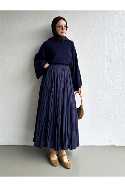 MELEK ARAZ Fusta Voile Crush albastru bleumarin