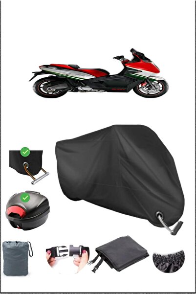 Breen Black Gilera Gp 800 Rear Bag Lock Compatible Waterproof Canvas (Motorcy...