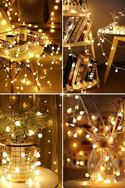 Janva Led Işıklı Ampul Top Dizeleri 20'li 3 Metre Dekoratif Süsleme Ev Dekora...
