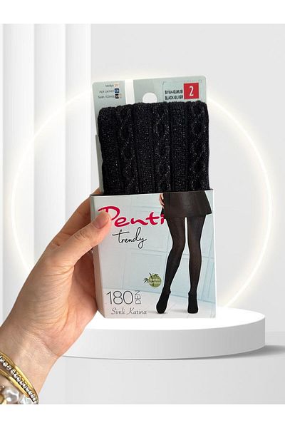 İntive Lingerie Chiloți cu model cu șnur strălucitor Karina Bamboo 180 Dens culoare negru-argintiu