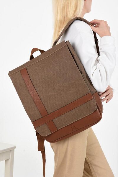 Baginn Γυναικείο επαγγελματικό σακίδιο πλάτης 35*22 εκ. από καμβά ύφασμα με θήκη φορητού υπολογιστή - Σχολική Mega Τσάντα