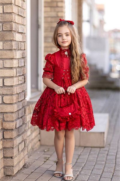 nisaykids طقم بروش حقيبة بإبزيم على شكل فستان بناتي