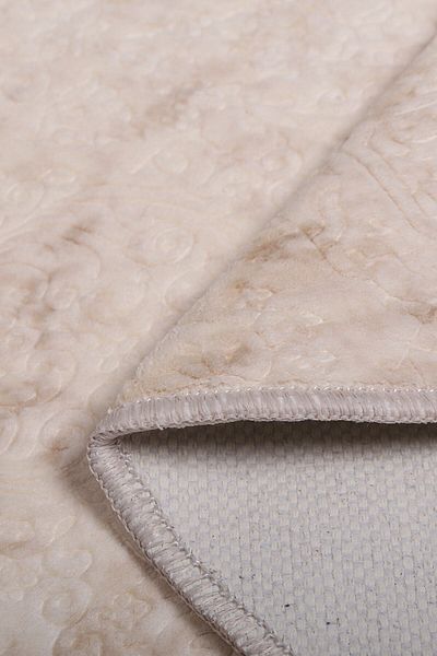 Dokumacıoğlu Nova Cream Στρογγυλό χαλί μπάνιου 100x100 cm Αντιολισθητικό χαλάκι μπάνιου που πλένεται στο πλυντήριο
