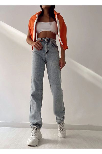 LİMABEL Milano Lara Rose Hooden Lycra pentru femei Ice Blue Snow Wash Denim cu talie super înaltă