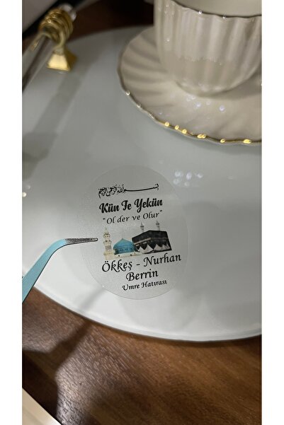 arl etiket tasarım dijital baskı merkezi Umre Hatırası Şeffaf Etiket 4x5 Cm 5...