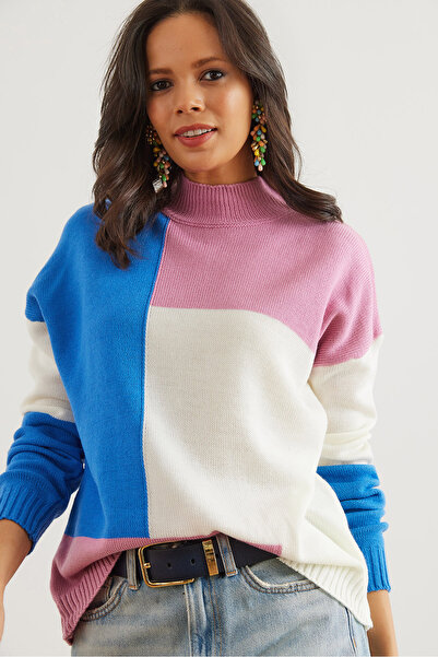 Olalook Pink Blue Women's Knitwear Sweater - Kzk- 19000821