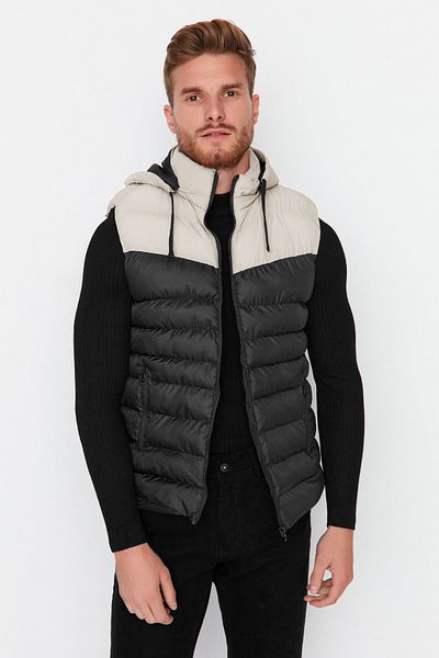 Trendyol Collection Color Blocked Black Puffer Γιλέκο - Regular Fit TMNAW23YE00000