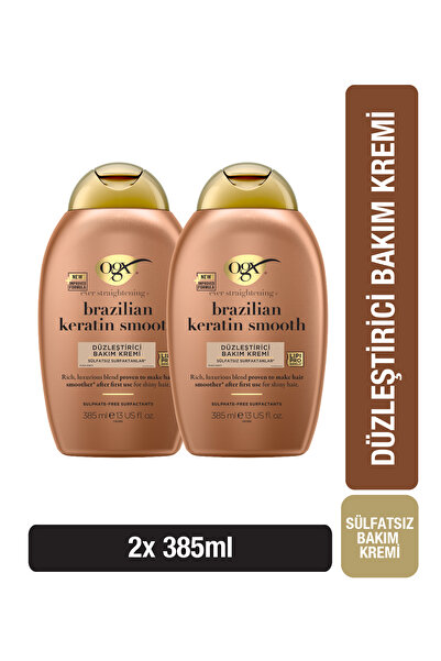 OGX Düzleştirici Brazilian Keratin Smooth Sülfatsız Saç Bakım Kremi 385 Ml X2