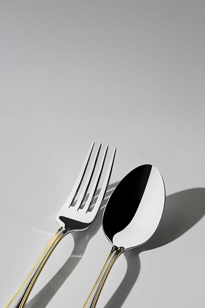 Nehir Lalezar Gold Satin - 30-piece Fork and Spoon Set for 6 People