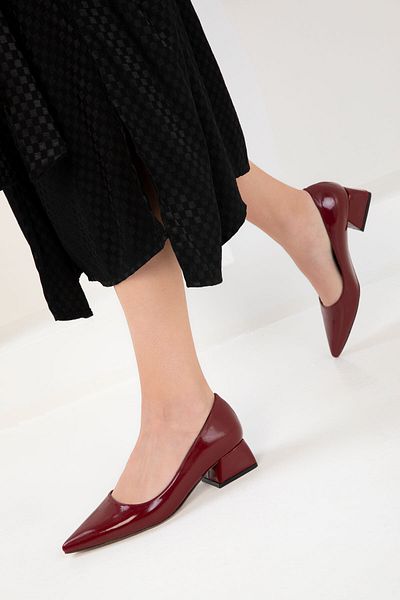 SOHO Claret Red Patent Leather Women's Classic Heeled Shoes 20225