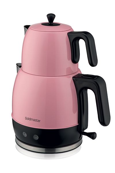 GOLDMASTER Pink 30 Cup Large Capacity 2200 Watts Stainless Steel Tea Maker and Kettle Gm7320P