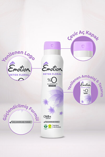 Emotion Detox Floral Kadın Vegan Deodorant 6x150ml Hızlı Kurur, Leke Bırakmaz
