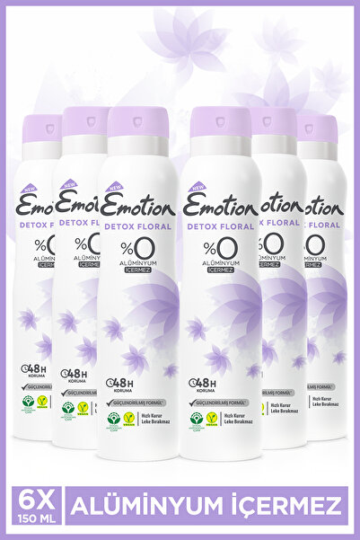 Emotion Detox Floral Kadın Vegan Deodorant 6x150ml Hızlı Kurur, Leke Bırakmaz