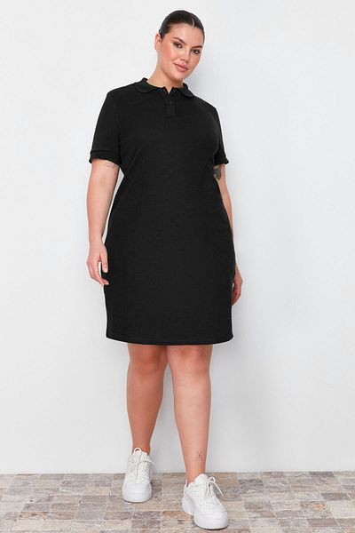 Trendyol Curve Black Polo Neck Mini Knitted Dress Tbbss24Ah00164