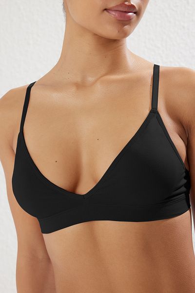 Trendyol Collection Seamless Black Triangle Bra – einfarbige Überwurfkappe, THMSS25SU00032