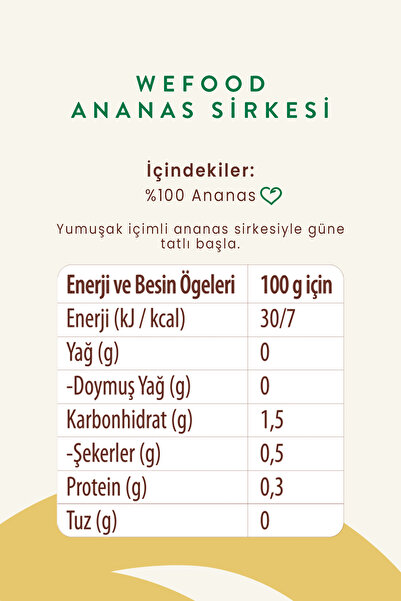 Wefood Ananas Sirkesi 500 ml (Doğal Fermantasyon)