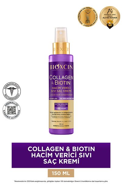 Bioxcin Extra Volume Collagen & Biotin Liquid Conditioner 150ml - Collagen Biotin Fine & Sparse Hair