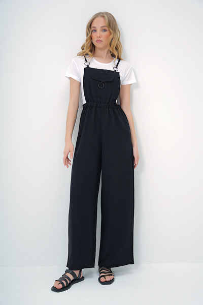 Trend Alaçatı Stili Aerobin-Salopet mit schwarzem Ringdetail – Hosenträgerhose mit Taschen ALC-X13581