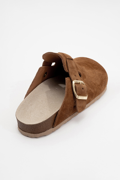 LuviShoes Dámské pantofle GONS Brown Suede Leather