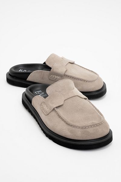 LuviShoes Papuci de damă LAVEN din piele naturală din piele de căprioară bej