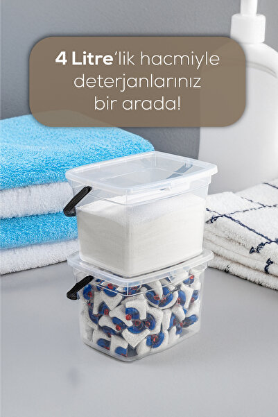 Vienev 2'li 4 Litre Beyaz Etiketli Deterjanlık Saklama Kutusu Kabı Beyaz