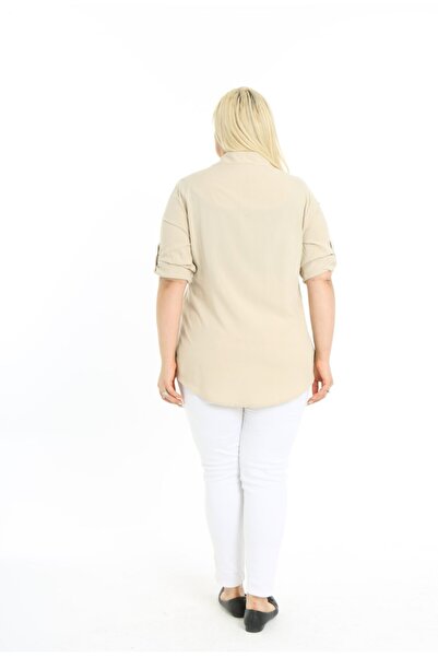 By Alba Collection Жіноча бавовняна віскозна сорочка великого розміру, екрю