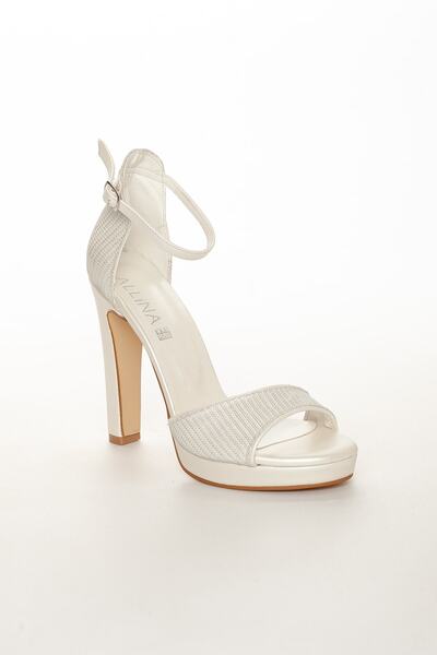 LİLLA High Heel Women's Evening Dress Pearl Color Shoes