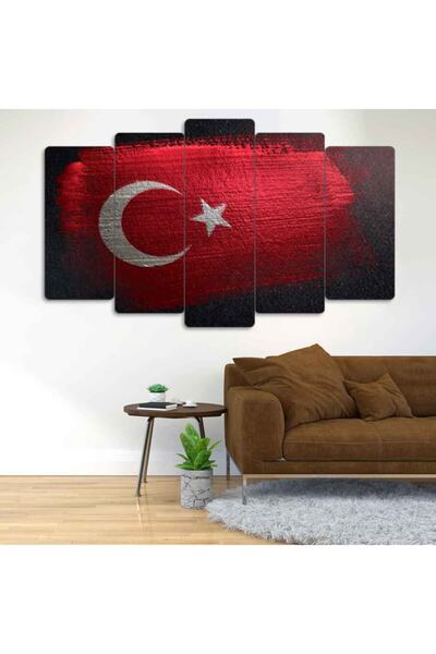 EVLOYA Türk Bayrağı 5 Parçalı Tablo