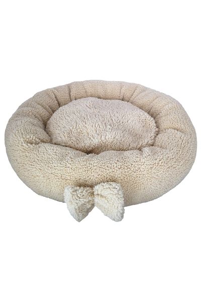 Patiderm Plush Bagel Cat Bed, Small Breed Dog Bed - Beige