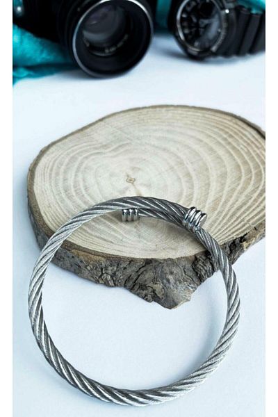 The Collection Silver Mesh Rope Model Steel Bracelet