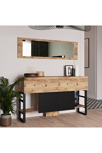 L'occi Concept Hw26 Hewson Metal Aynalı Konsol 4 Kapaklı Atlantik Çam Hw26-a