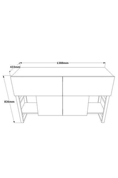 L'occi Concept Hw26 Hewson Metal Aynalı Konsol 4 Kapaklı Atlantik Çam Hw26-a