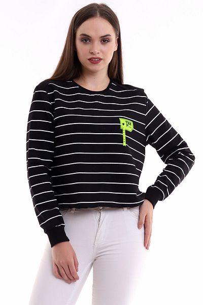 akgül giyim Women's Black Sweatshirt - Relaxed Fit
