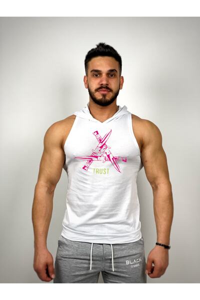 Black İstanbul Білий чоловічий Regular Fit Pink Trust Sword - Спортивний худі з капюшоном і принтом